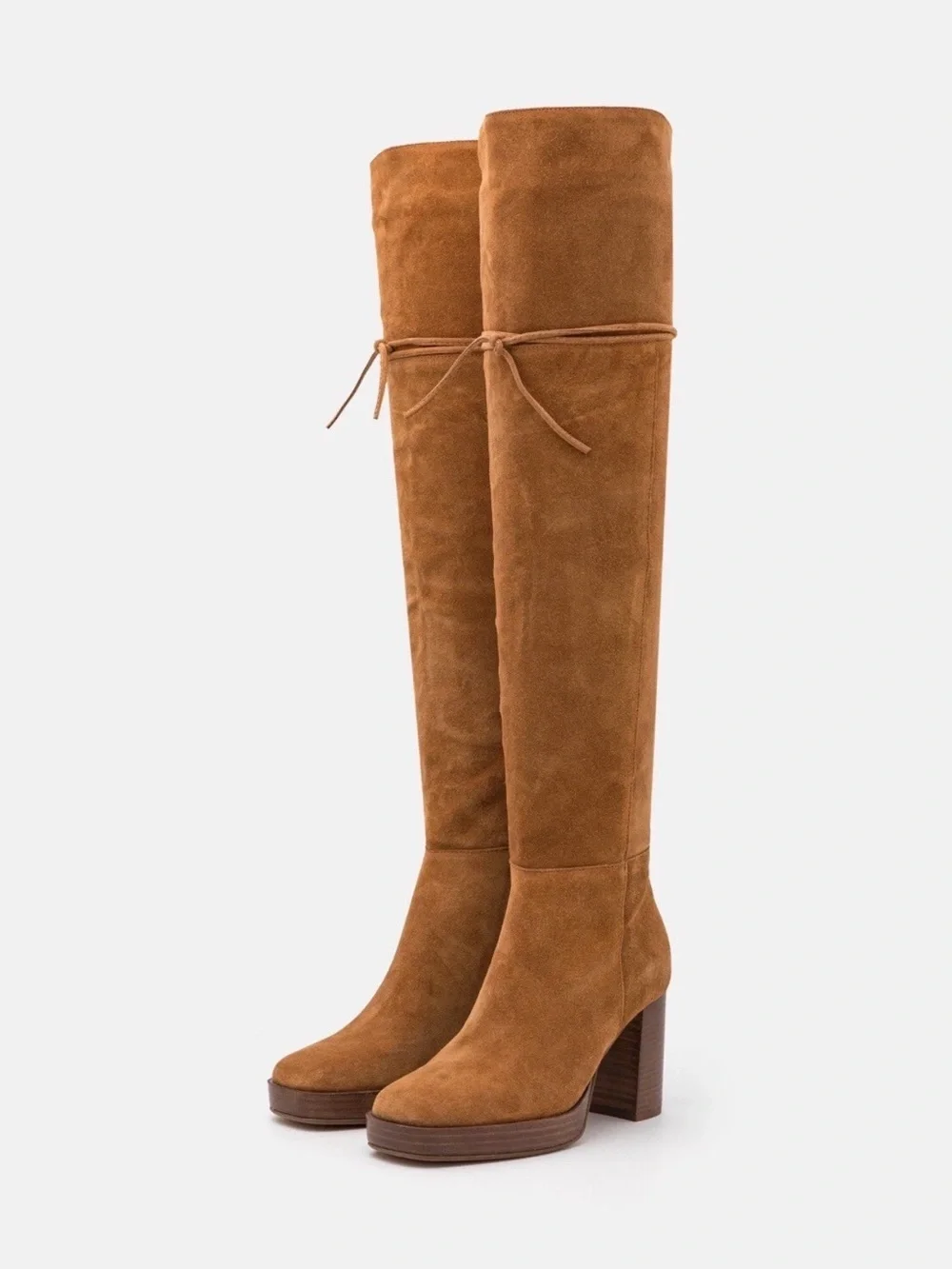 Free People Tall Suede Over-the-Knee Boots in Camel Tan